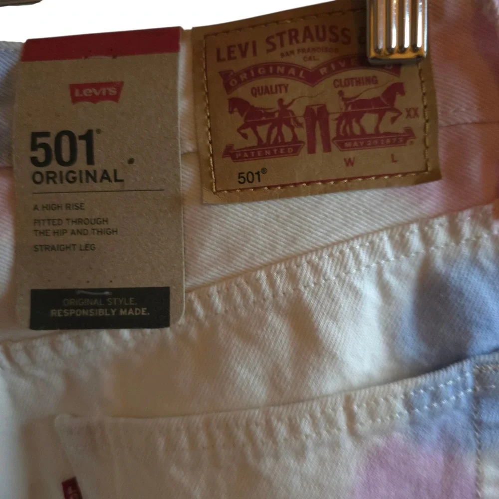 Levi's 501 Original Straight Leg Jeans Women 27x30 Tie‎ Dye High Rise Button Fly